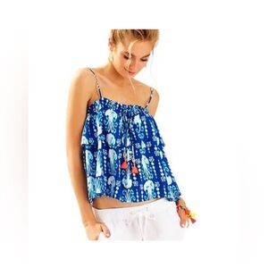Lilly Pulitzer Mays Top, Get In Line Indigo